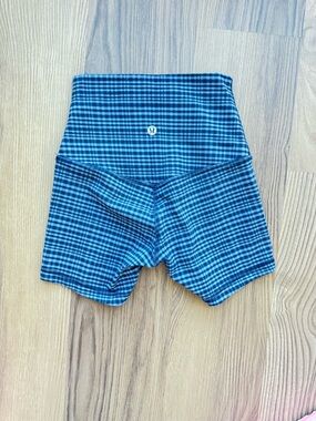 lululemon athletica High-Rise Blue Plaid Bike Shorts